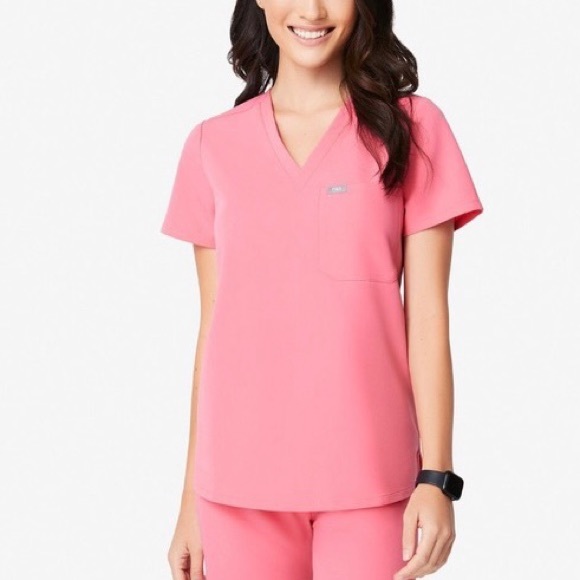 Figs Neon Pink Catarina One-Pocket Scrub Top Small - Picture 1 of 3